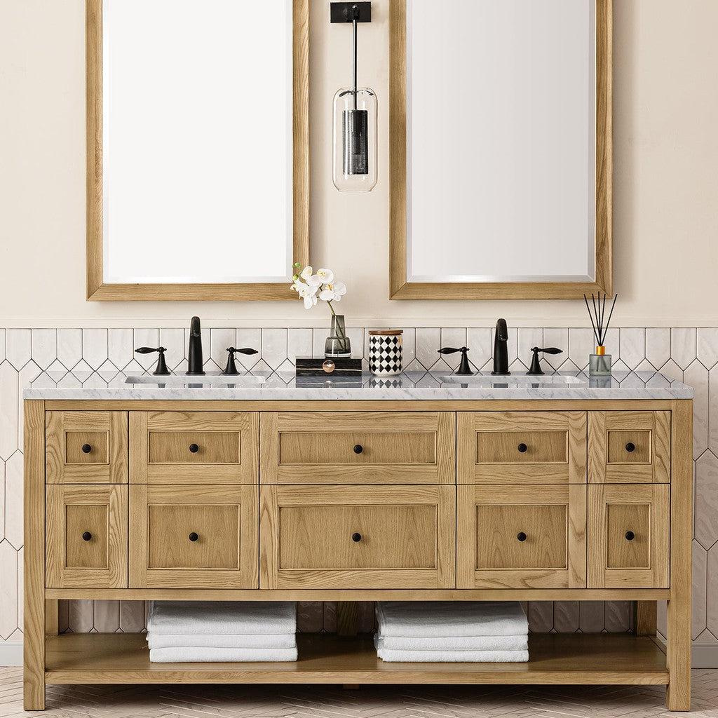 James Martin Vanities Breckenridge Collection 72 in. Double Vanity in Light Natural Oak with Countertop Options