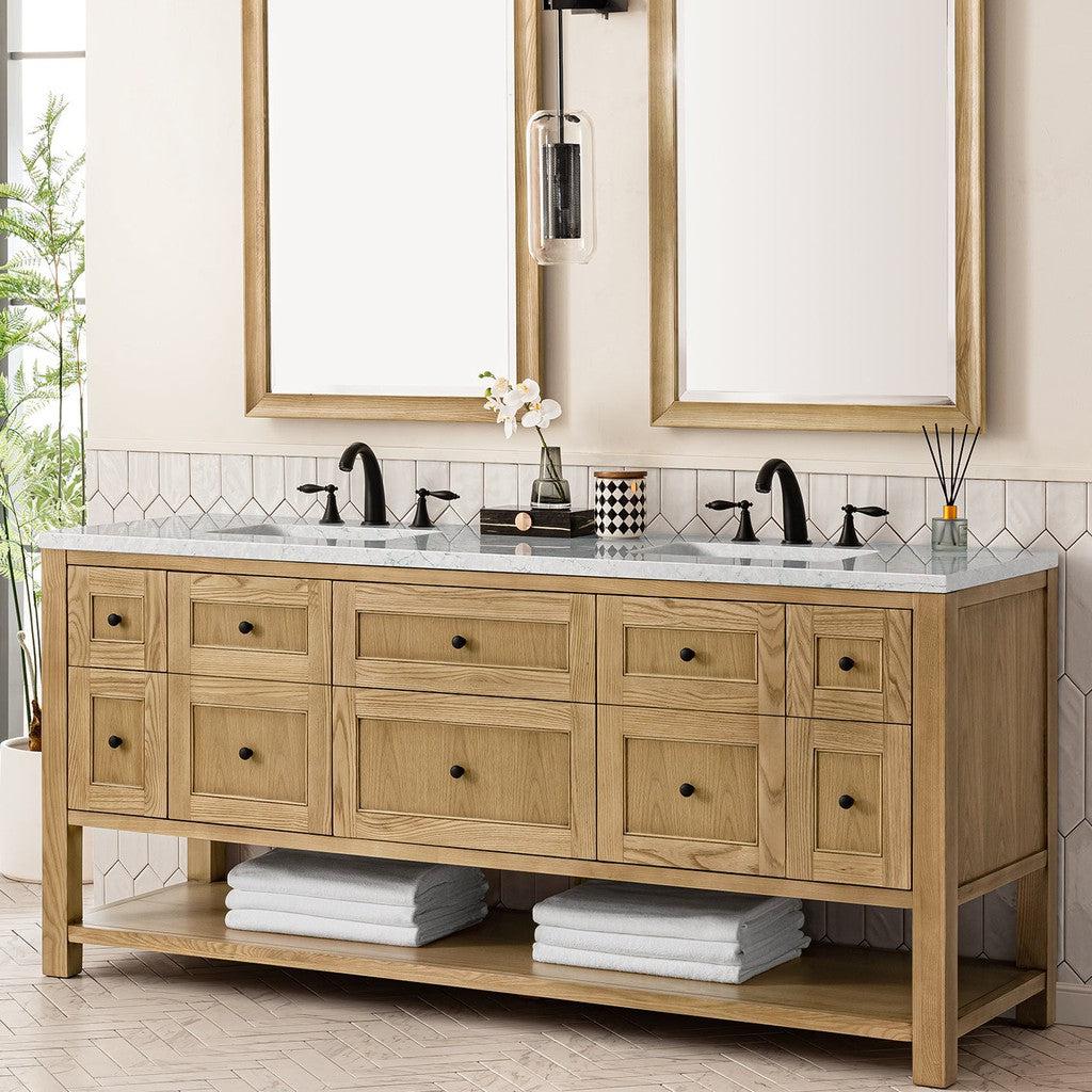 James Martin Vanities Breckenridge Collection 72 in. Double Vanity in Light Natural Oak with Countertop Options 