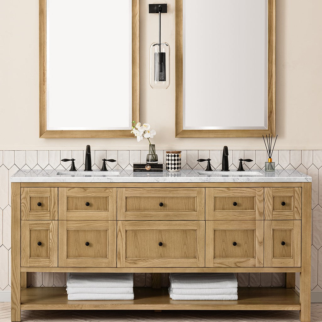 James Martin Vanities Breckenridge Collection 72 in. Double Vanity in Light Natural Oak with Countertop Options 