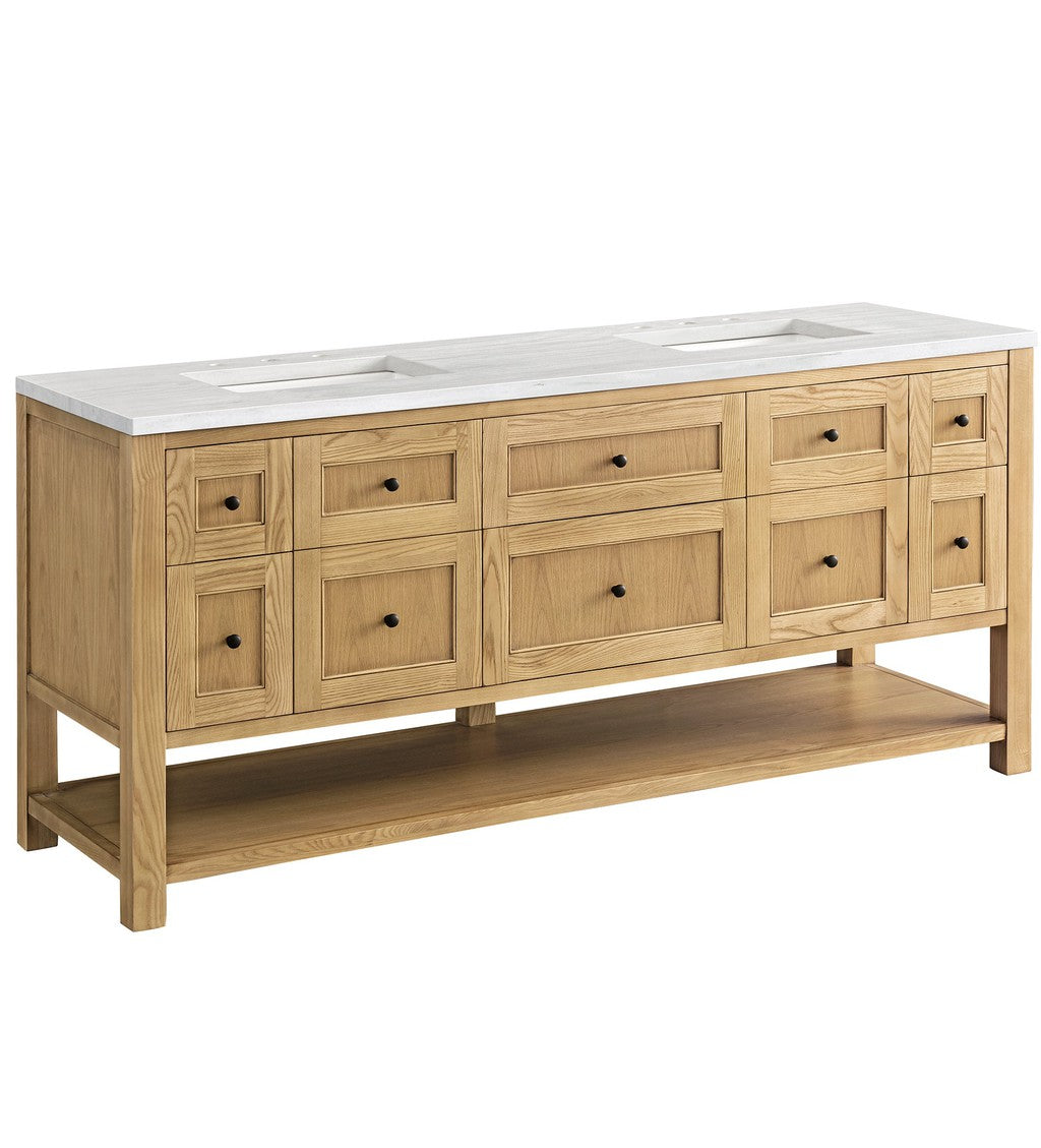 James Martin Vanities Breckenridge Collection 72 in. Double Vanity in Light Natural Oak with Countertop Options Arctic Fall