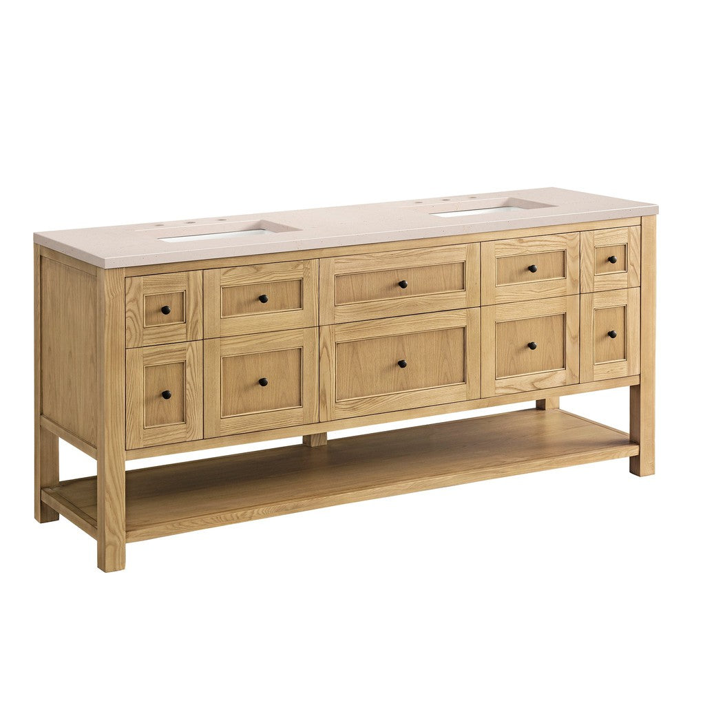 James Martin Vanities Breckenridge Collection 72 in. Double Vanity in Light Natural Oak with Countertop Options Eternal Marfil