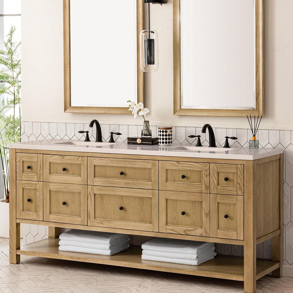 James Martin Vanities Breckenridge Collection 72 in. Double Vanity in Light Natural Oak with Countertop Options 