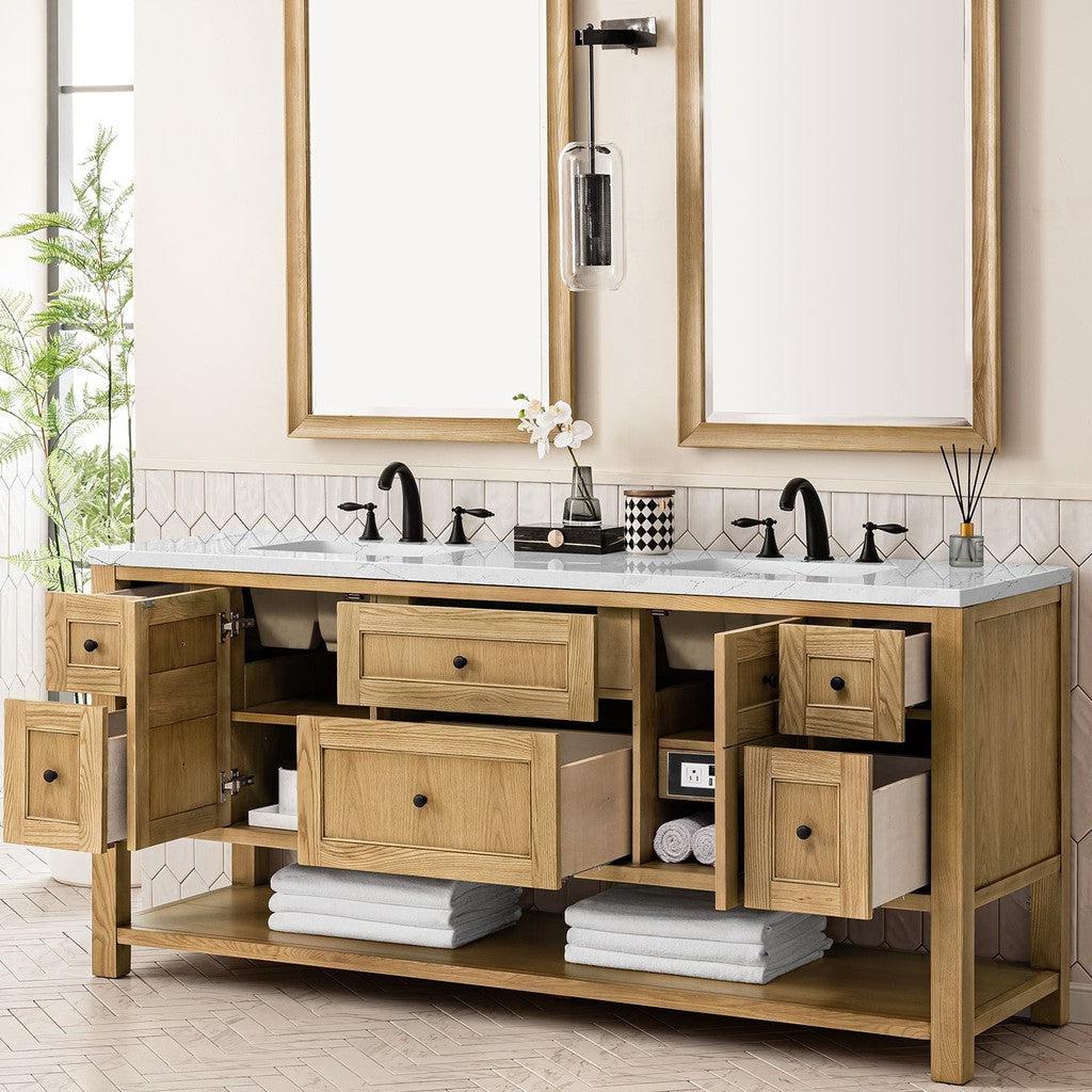 James Martin Vanities Breckenridge Collection 72 in. Double Vanity in Light Natural Oak with Countertop Options