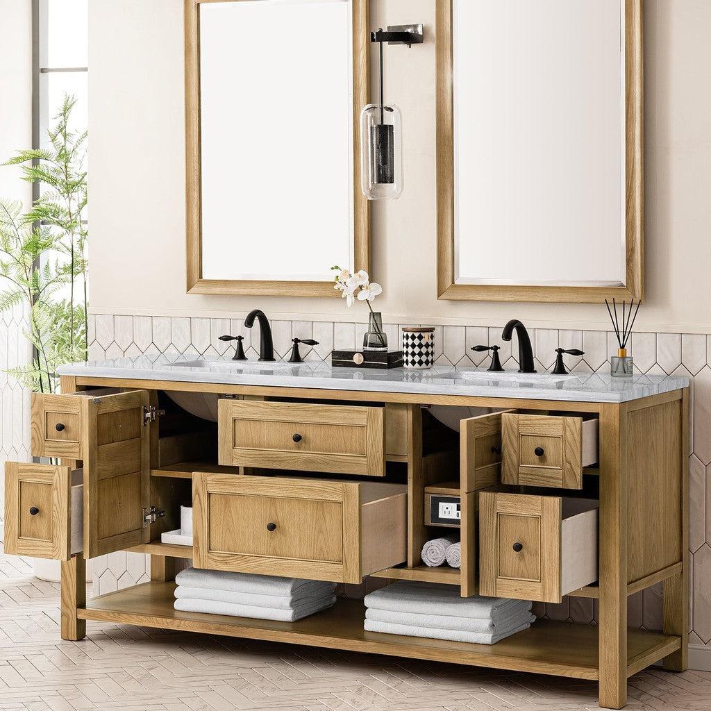 James Martin Vanities Breckenridge Collection 72 in. Double Vanity in Light Natural Oak with Countertop Options 