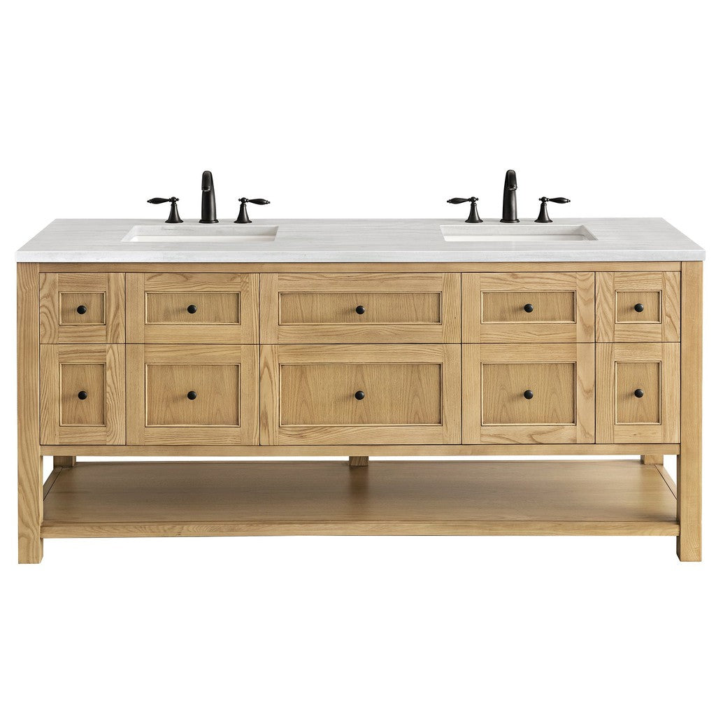 James Martin Vanities Breckenridge Collection 72 in. Double Vanity in Light Natural Oak with Countertop Options 