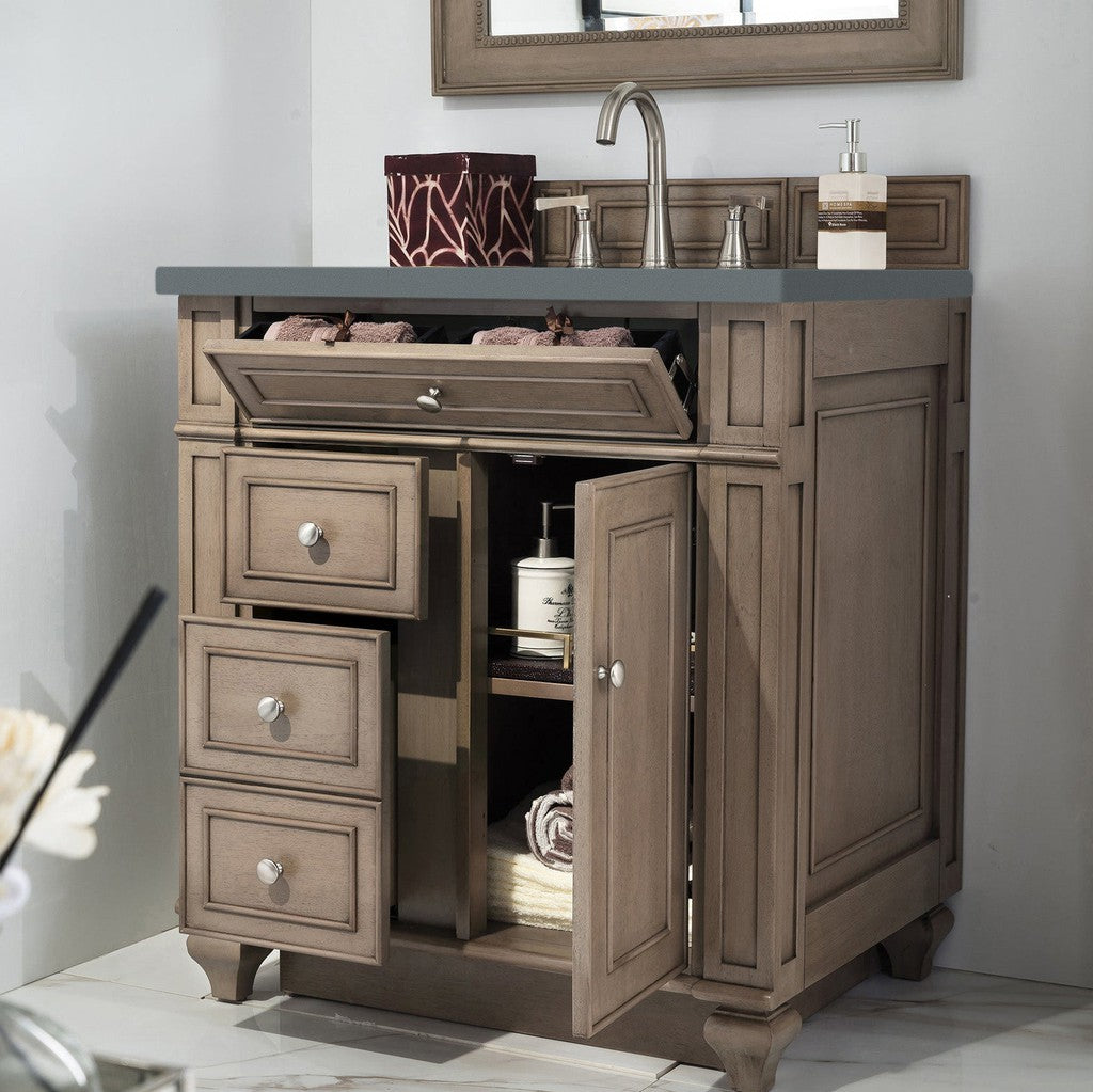 James Martin Vanities Bristol Collection 30 in. Single Vanity in Whitewashed Walnut with Countertop Options