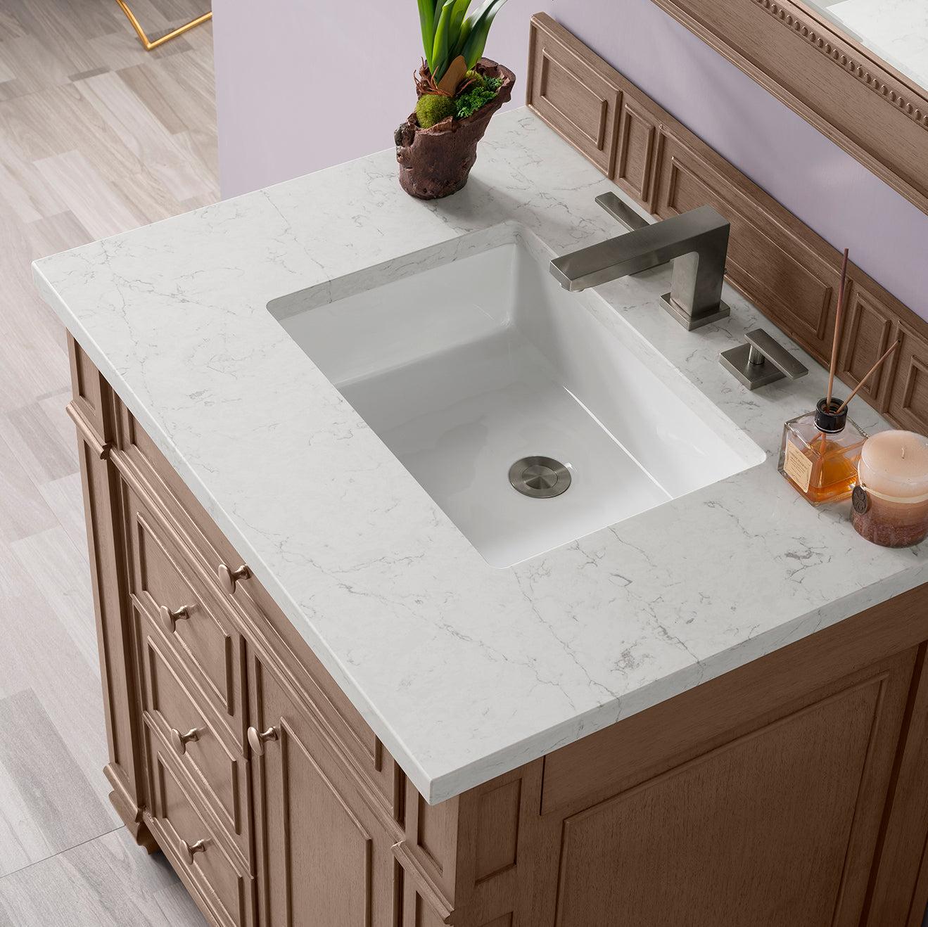 James Martin Vanities Bristol Collection 30 in. Single Vanity in Whitewashed Walnut with Countertop Options