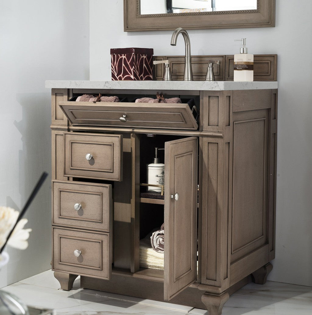 James Martin Vanities Bristol Collection 30 in. Single Vanity in Whitewashed Walnut with Countertop Options 