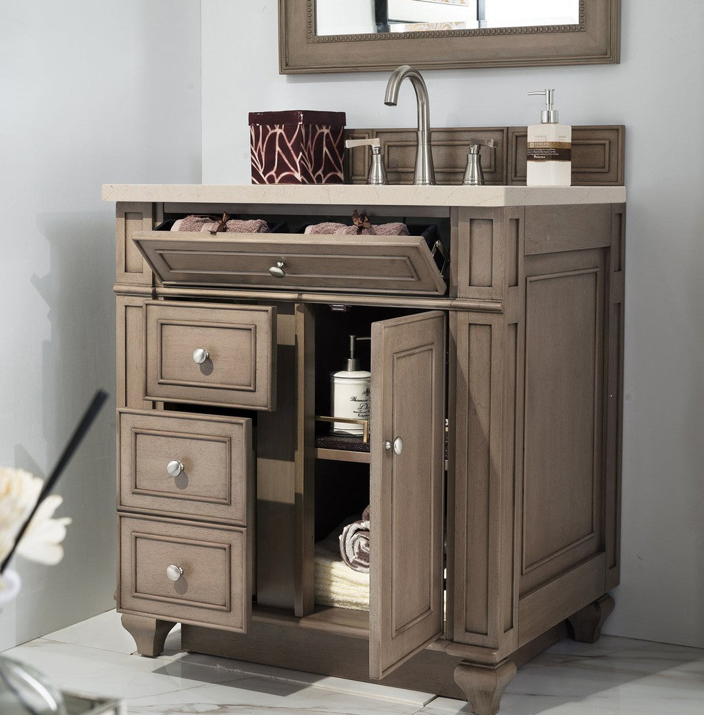 James Martin Vanities Bristol Collection 30 in. Single Vanity in Whitewashed Walnut with Countertop Options