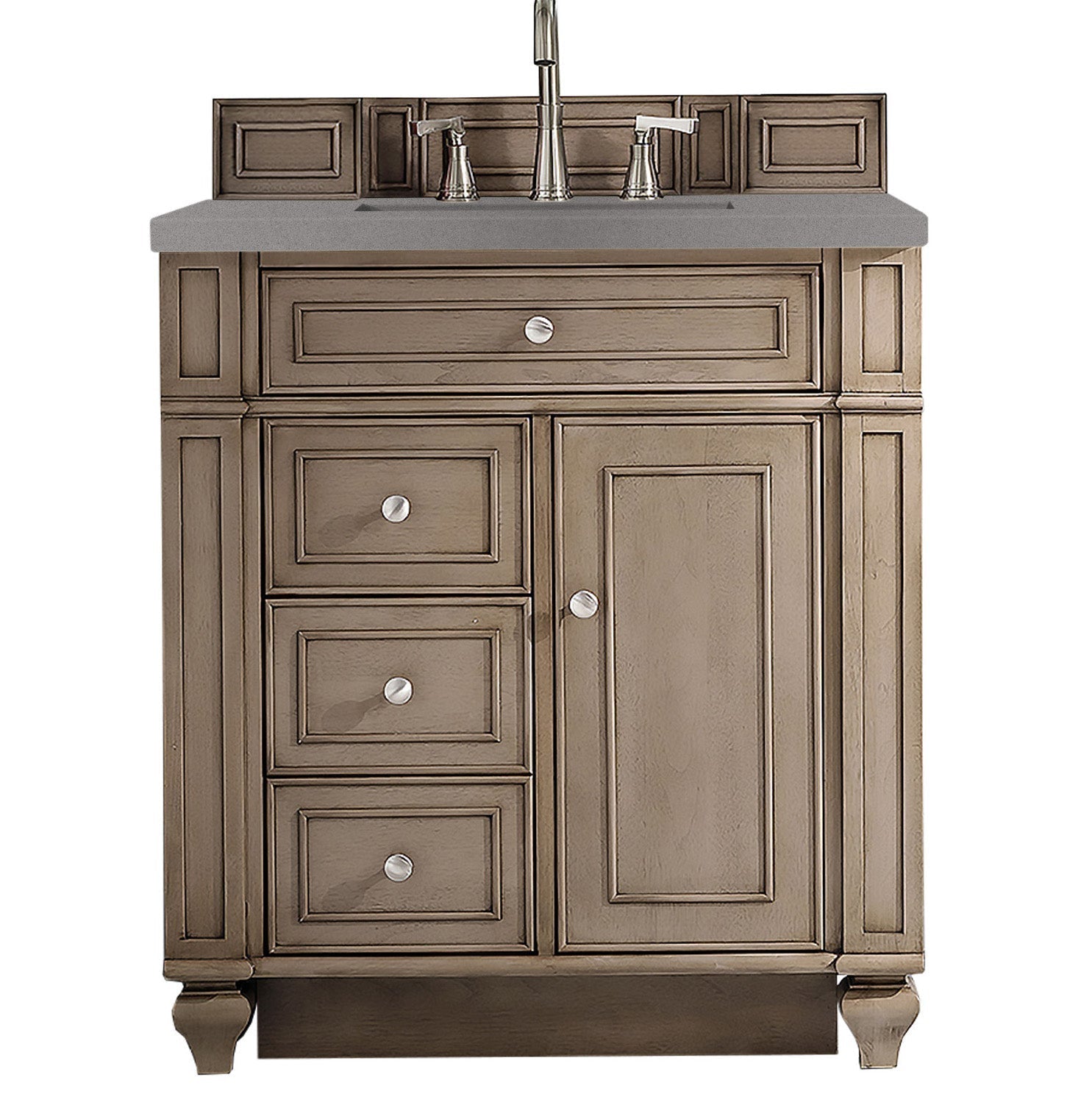 James Martin Vanities Bristol Collection 30 in. Single Vanity in Whitewashed Walnut with Countertop Options Grey Expo Quartz