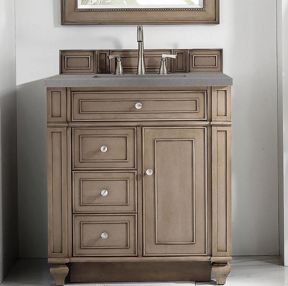 James Martin Vanities Bristol Collection 30 in. Single Vanity in Whitewashed Walnut with Countertop Options 