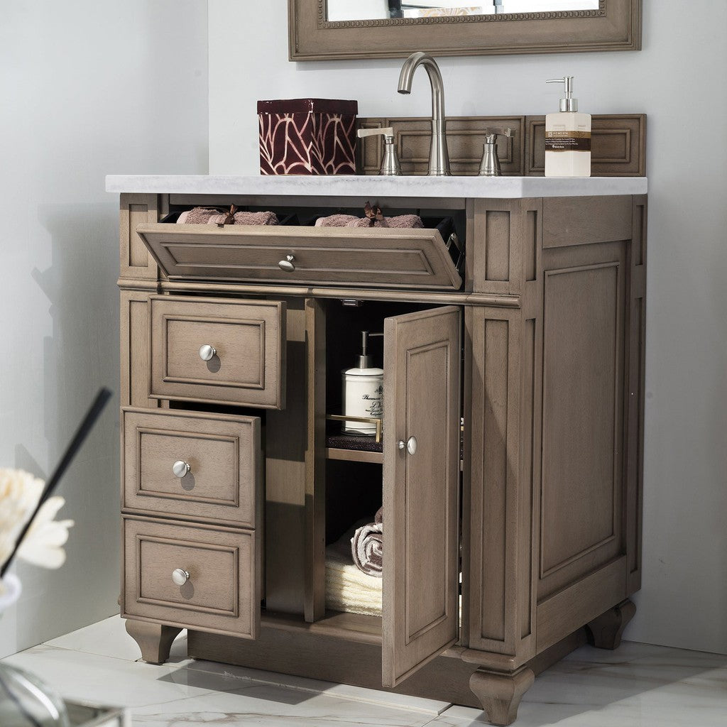 James Martin Vanities Bristol Collection 30 in. Single Vanity in Whitewashed Walnut with Countertop Options 