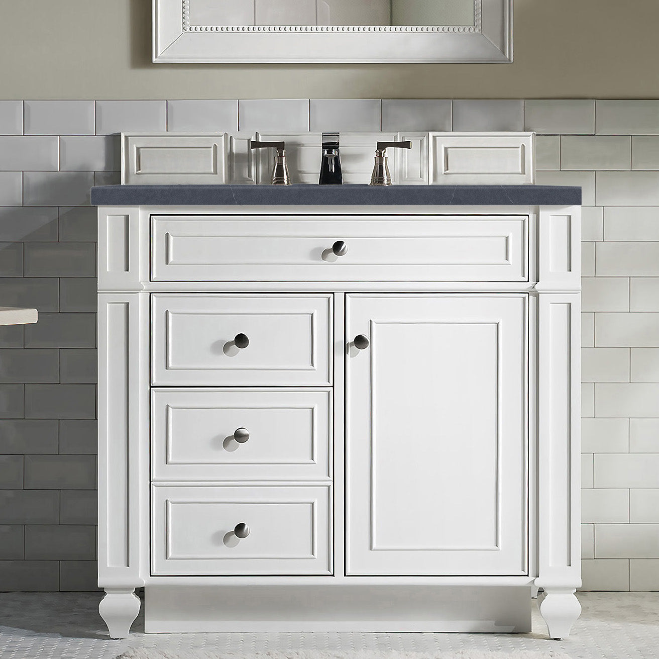 James Martin Vanities Bristol Collection 36 in. Single Vanity in Bright White with Countertop Options