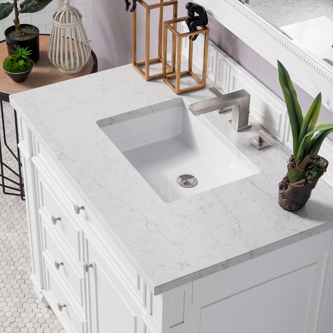 James Martin Vanities Bristol Collection 36 in. Single Vanity in Bright White with Countertop Options 