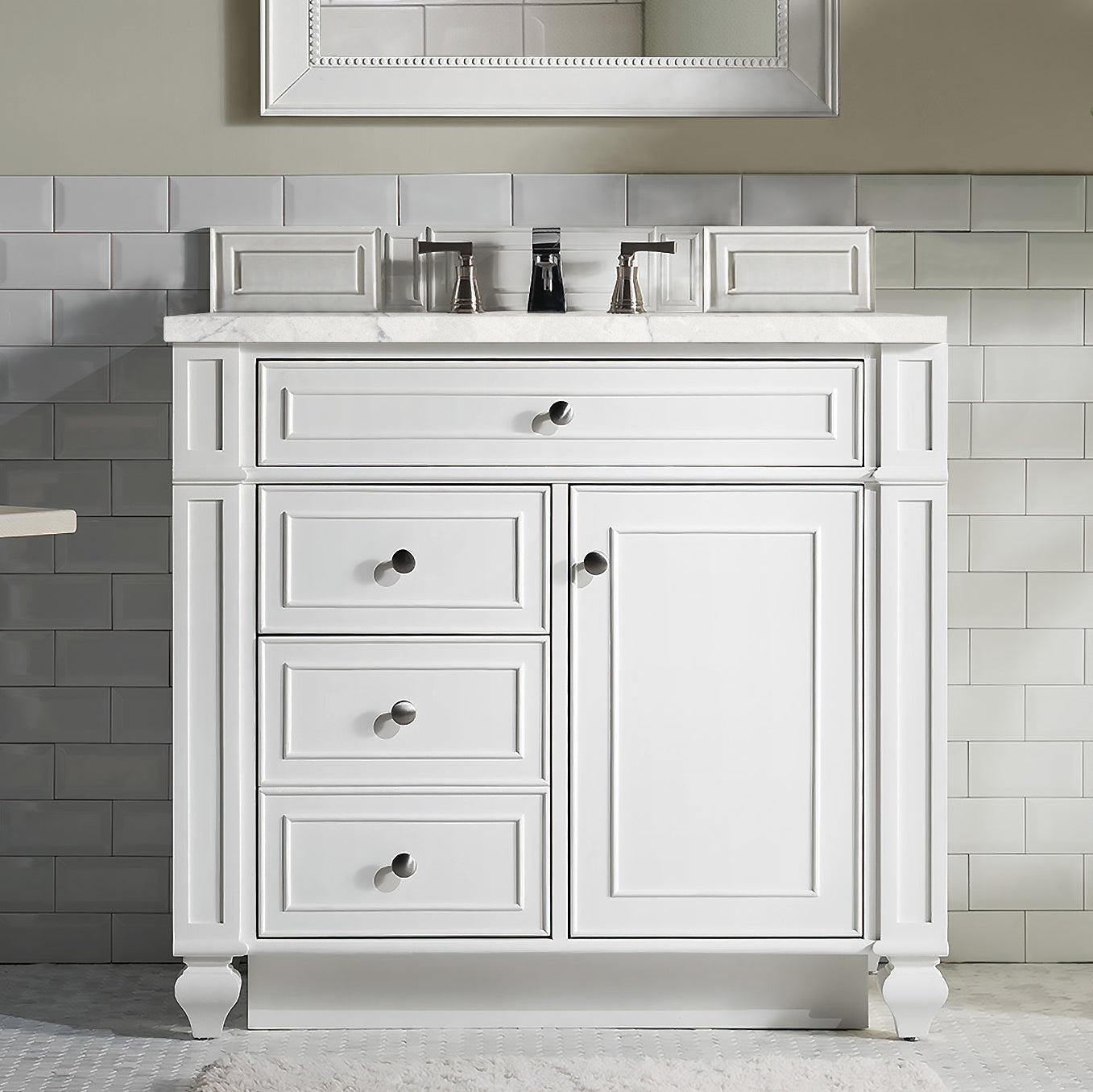 James Martin Vanities Bristol Collection 36 in. Single Vanity in Bright White with Countertop Options 