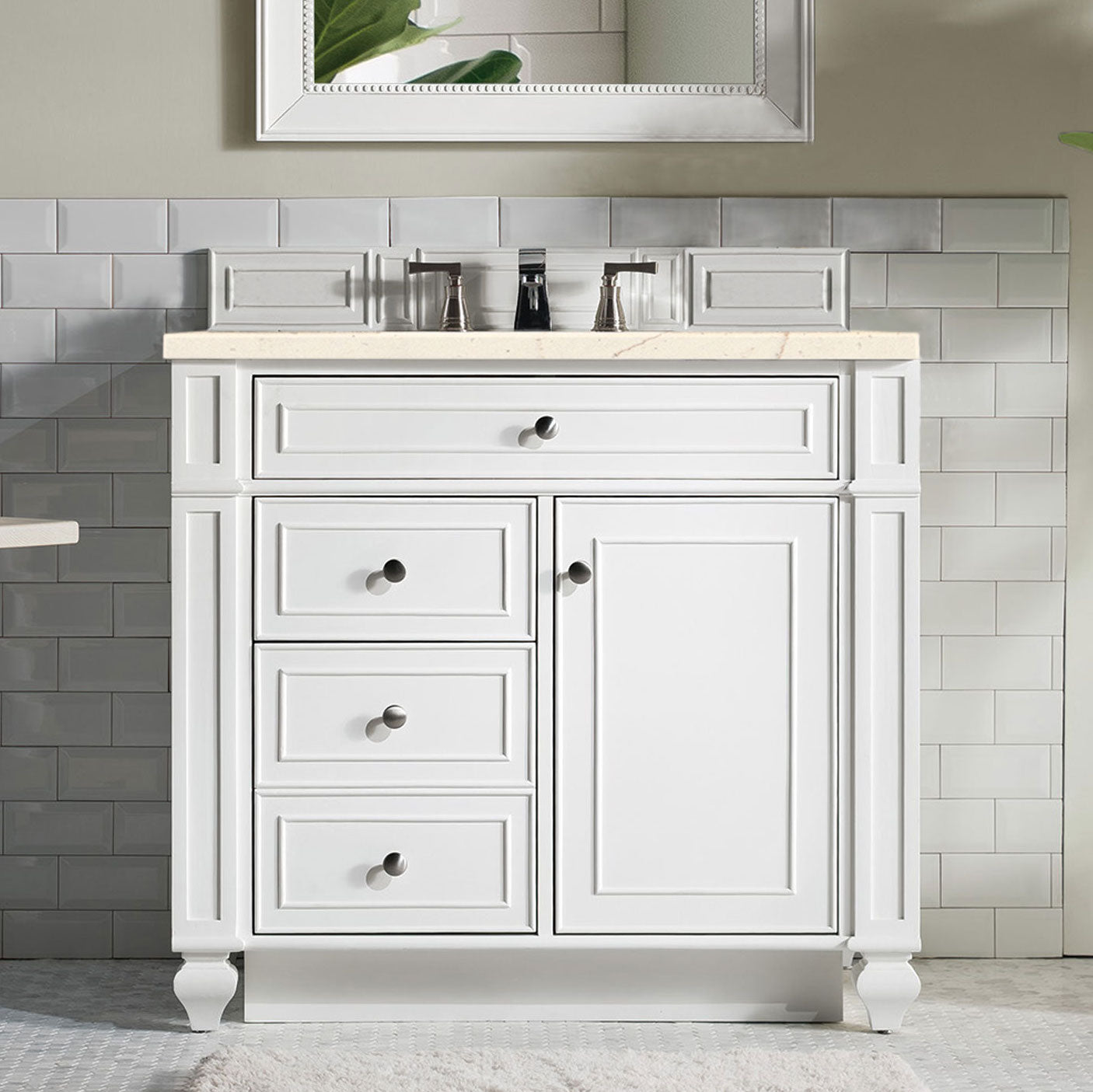 James Martin Vanities Bristol Collection 36 in. Single Vanity in Bright White with Countertop Options 