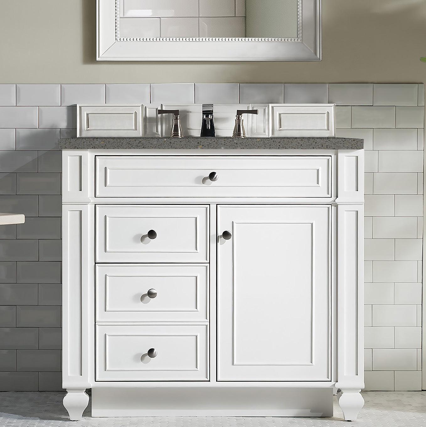 James Martin Vanities Bristol Collection 36 in. Single Vanity in Bright White with Countertop Options