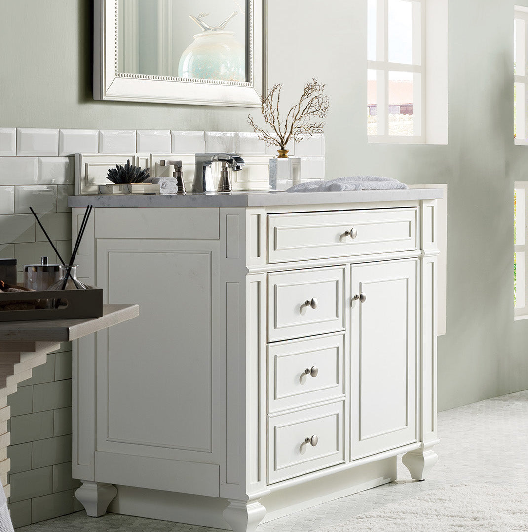 James Martin Vanities Bristol Collection 36 in. Single Vanity in Bright White with Countertop Options