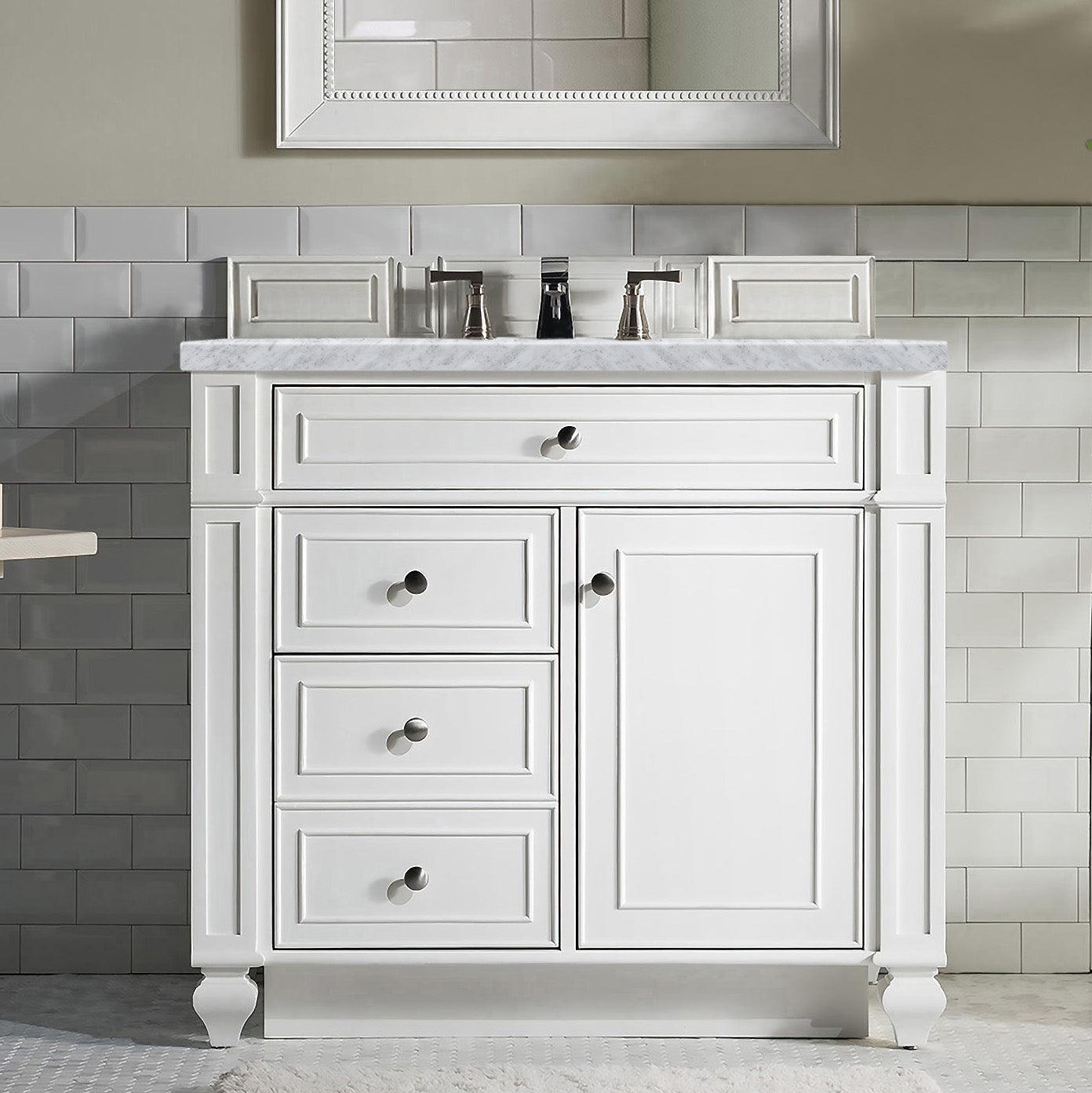 James Martin Vanities Bristol Collection 36 in. Single Vanity in Bright White with Countertop Options