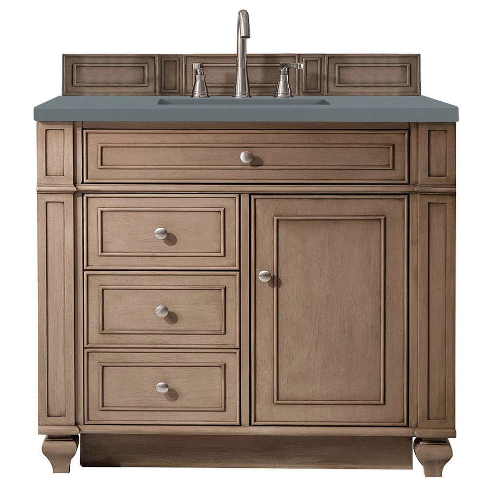 James Martin Vanities Bristol Collection 36 in. Single Vanity in Whitewashed Walnut with Countertop Options Cala Blue Quartz
