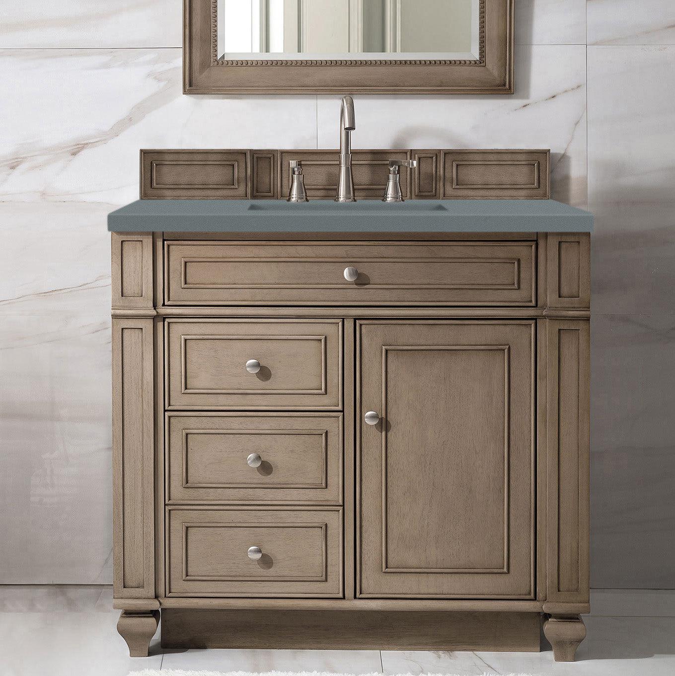 James Martin Vanities Bristol Collection 36 in. Single Vanity in Whitewashed Walnut with Countertop Options