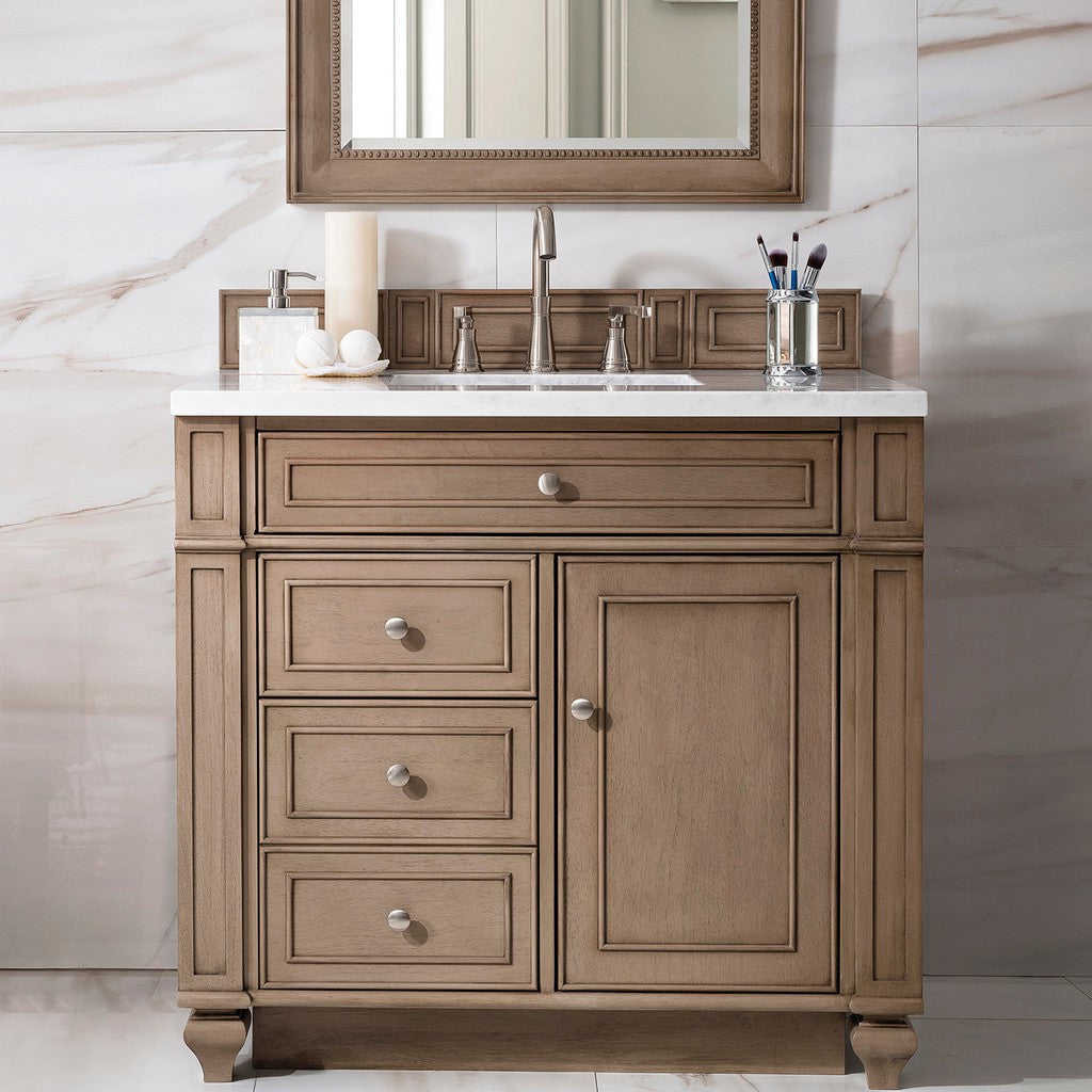 James Martin Vanities Bristol Collection 36 in. Single Vanity in Whitewashed Walnut with Countertop Options 