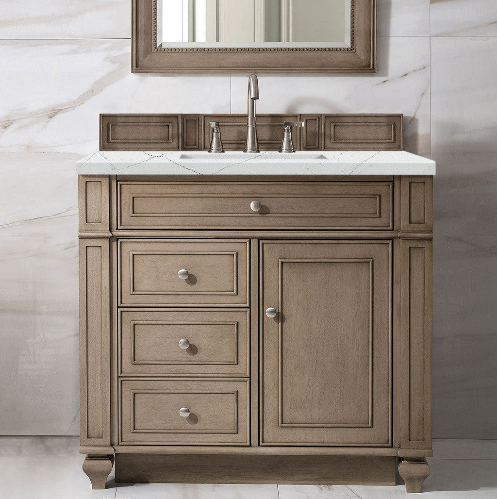 James Martin Vanities Bristol Collection 36 in. Single Vanity in Whitewashed Walnut with Countertop Options