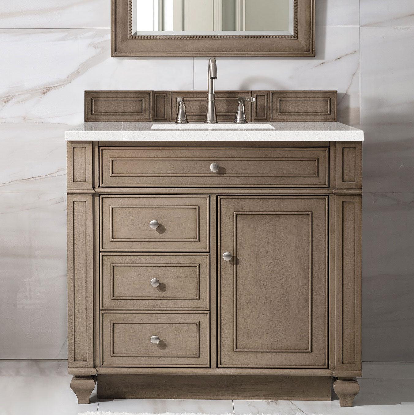 James Martin Vanities Bristol Collection 36 in. Single Vanity in Whitewashed Walnut with Countertop Options