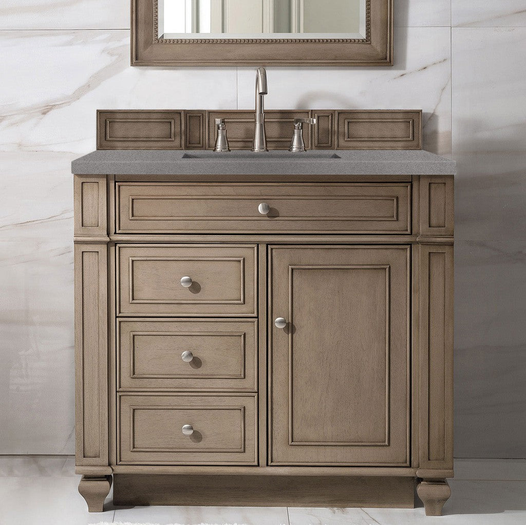 James Martin Vanities Bristol Collection 36 in. Single Vanity in Whitewashed Walnut with Countertop Options