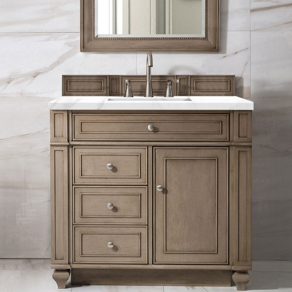 James Martin Vanities Bristol Collection 36 in. Single Vanity in Whitewashed Walnut with Countertop Options 