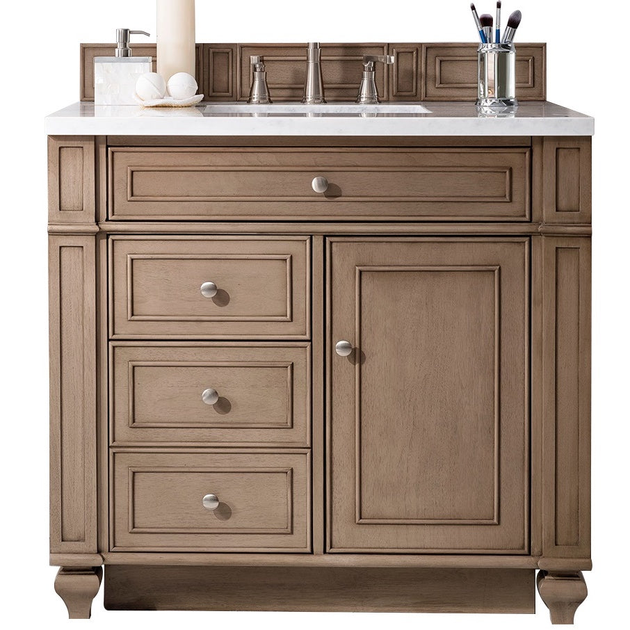 James Martin Vanities Bristol Collection 36 in. Single Vanity in Whitewashed Walnut with Countertop Options Arctic Fall