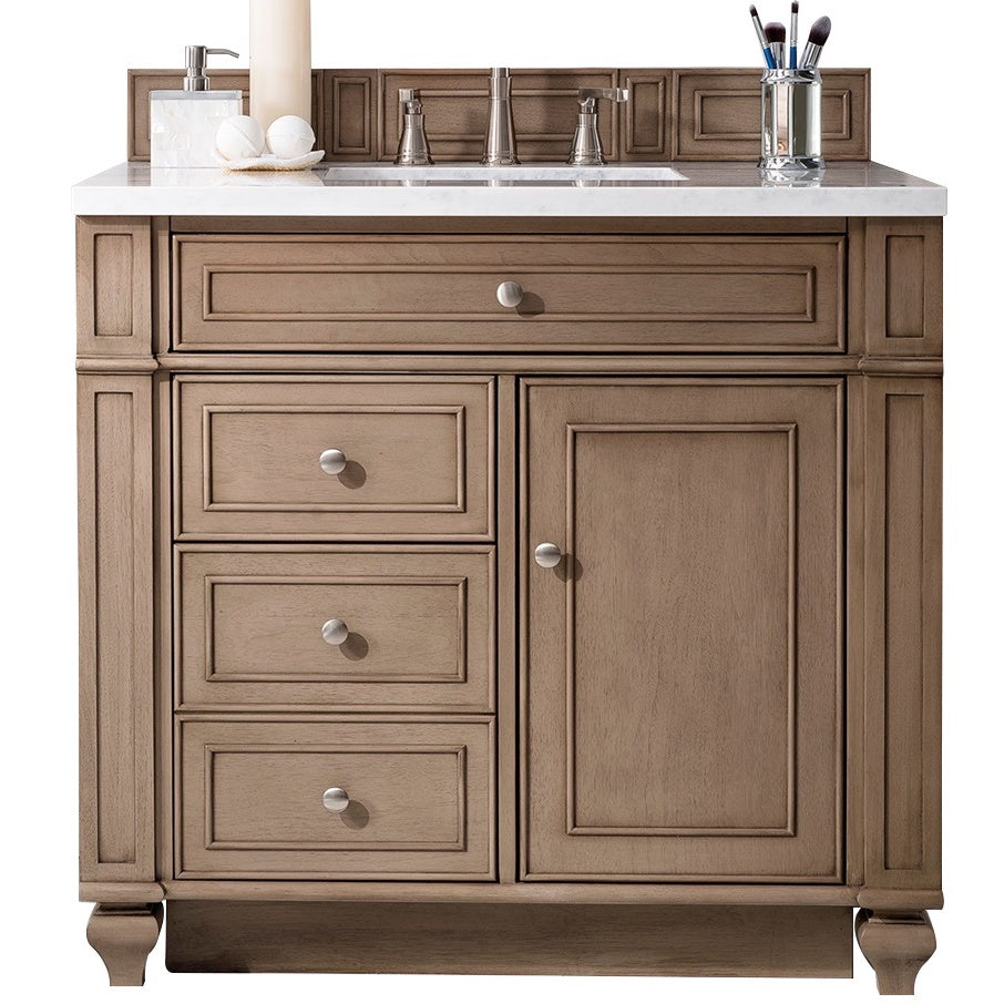 James Martin Vanities Bristol Collection 36 in. Single Vanity in Whitewashed Walnut with Countertop Options