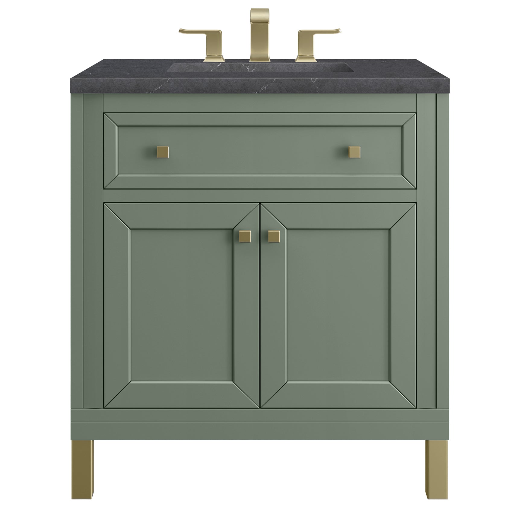 James Martin Vanities Chicago Collection 30 in. Single Vanity in Smokey Celadon with Countertop Options Charcoal Soapstone