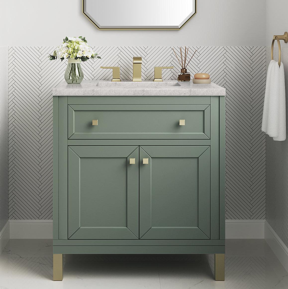 James Martin Vanities Chicago Collection 30 in. Single Vanity in Smokey Celadon with Countertop Options