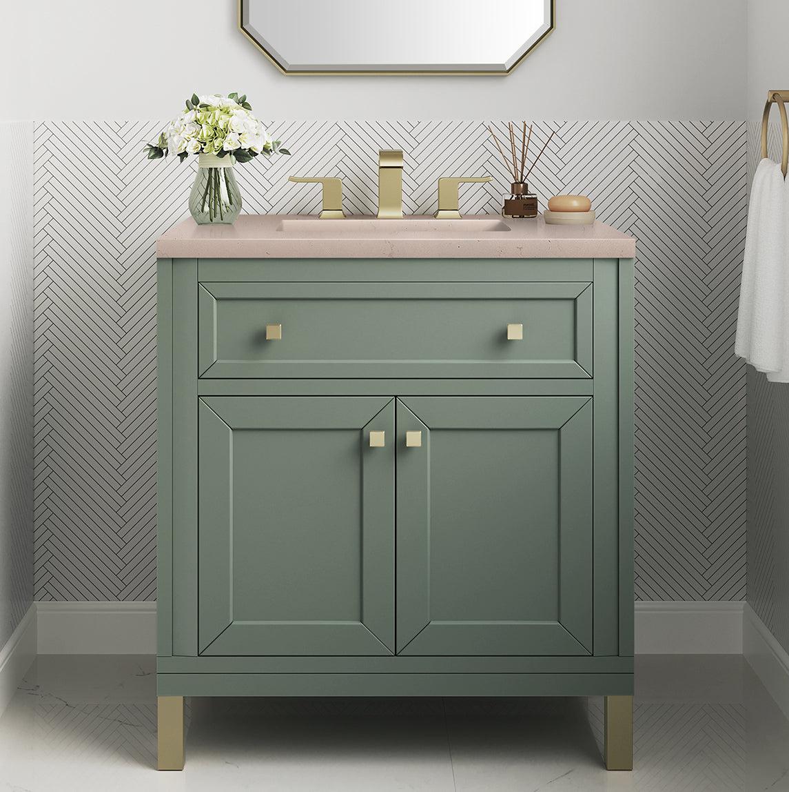 James Martin Vanities Chicago Collection 30 in. Single Vanity in Smokey Celadon with Countertop Options