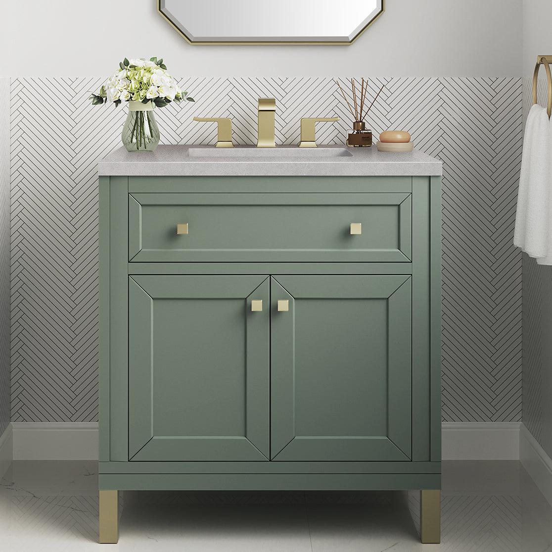 James Martin Vanities Chicago Collection 30 in. Single Vanity in Smokey Celadon with Countertop Options