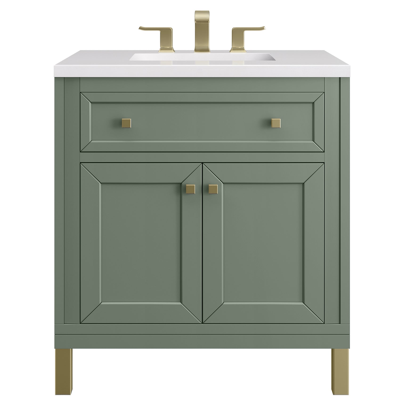 James Martin Vanities Chicago Collection 30 in. Single Vanity in Smokey Celadon with Countertop Options White Zeus