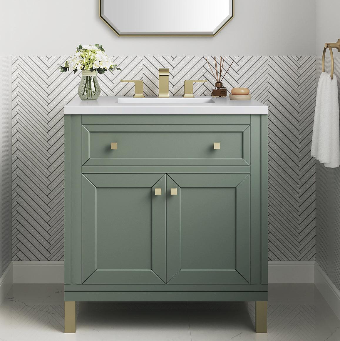 James Martin Vanities Chicago Collection 30 in. Single Vanity in Smokey Celadon with Countertop Options