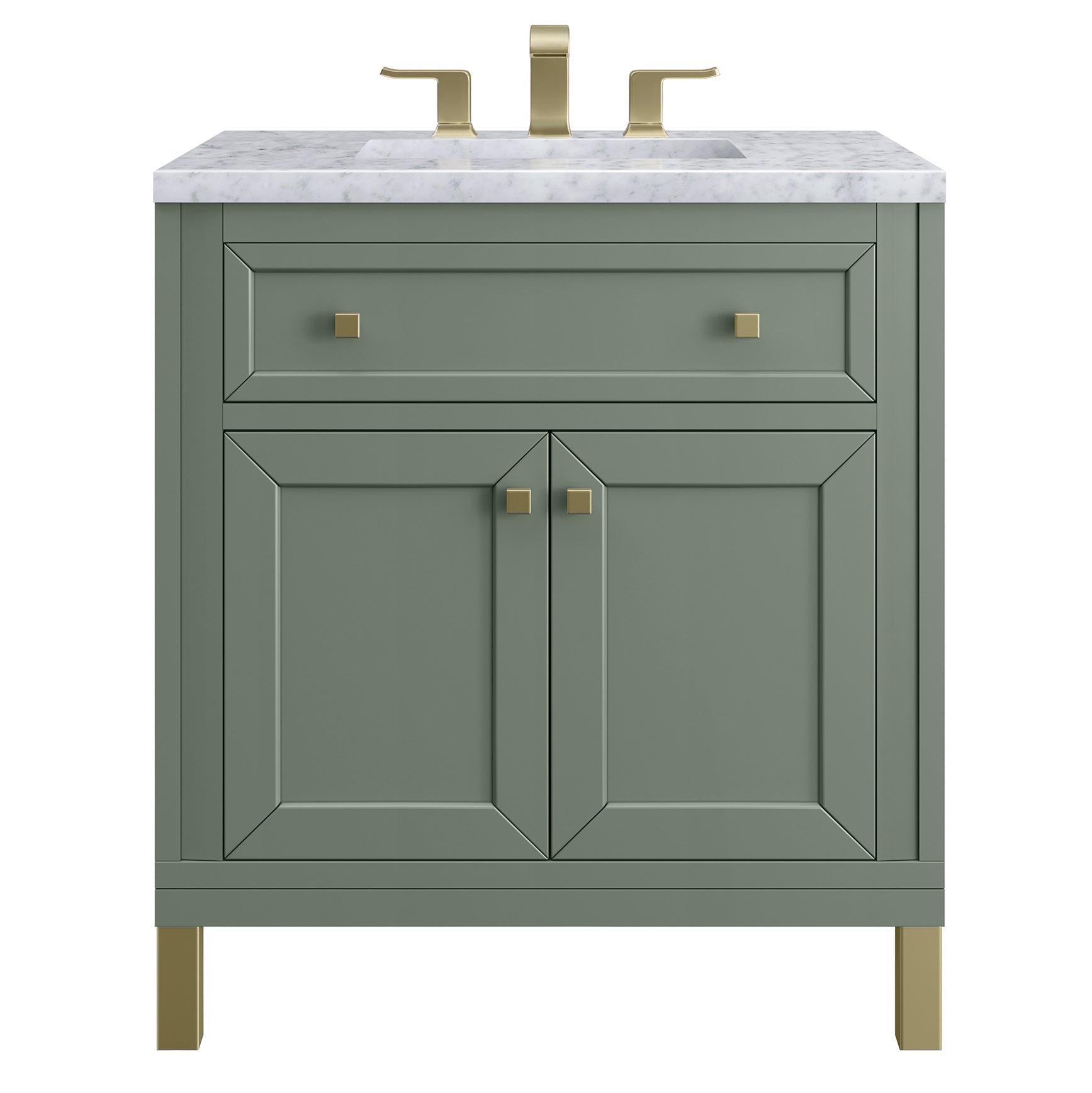 James Martin Vanities Chicago Collection 30 in. Single Vanity in Smokey Celadon with Countertop Options Carrara Marble