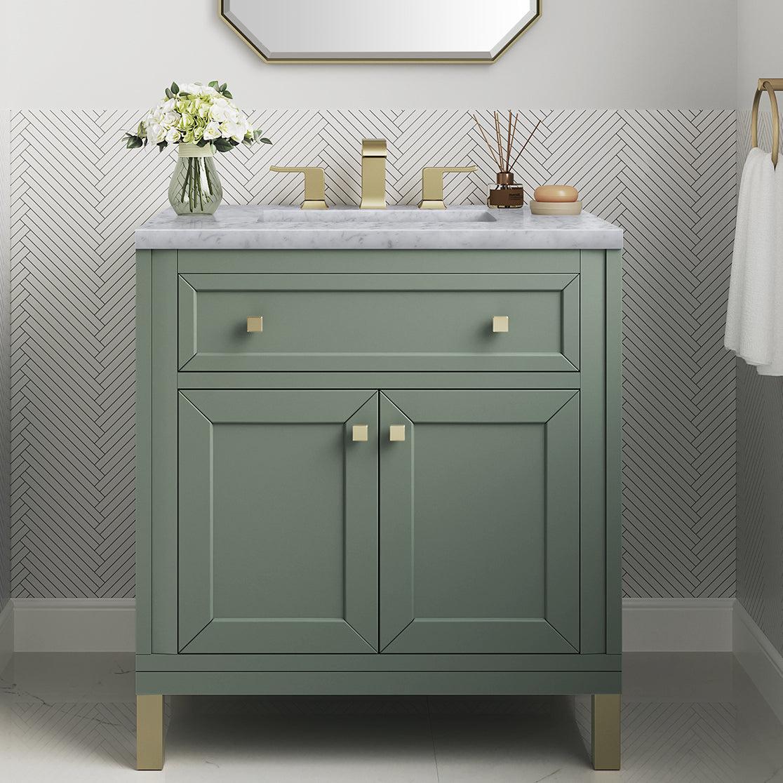 James Martin Vanities Chicago Collection 30 in. Single Vanity in Smokey Celadon with Countertop Options