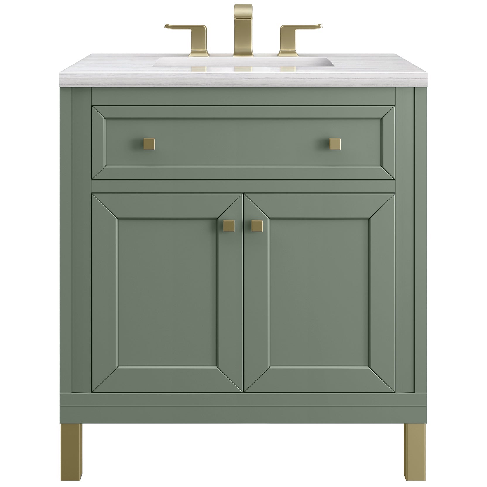 James Martin Vanities Chicago Collection 30 in. Single Vanity in Smokey Celadon with Countertop Options Arctic Fall