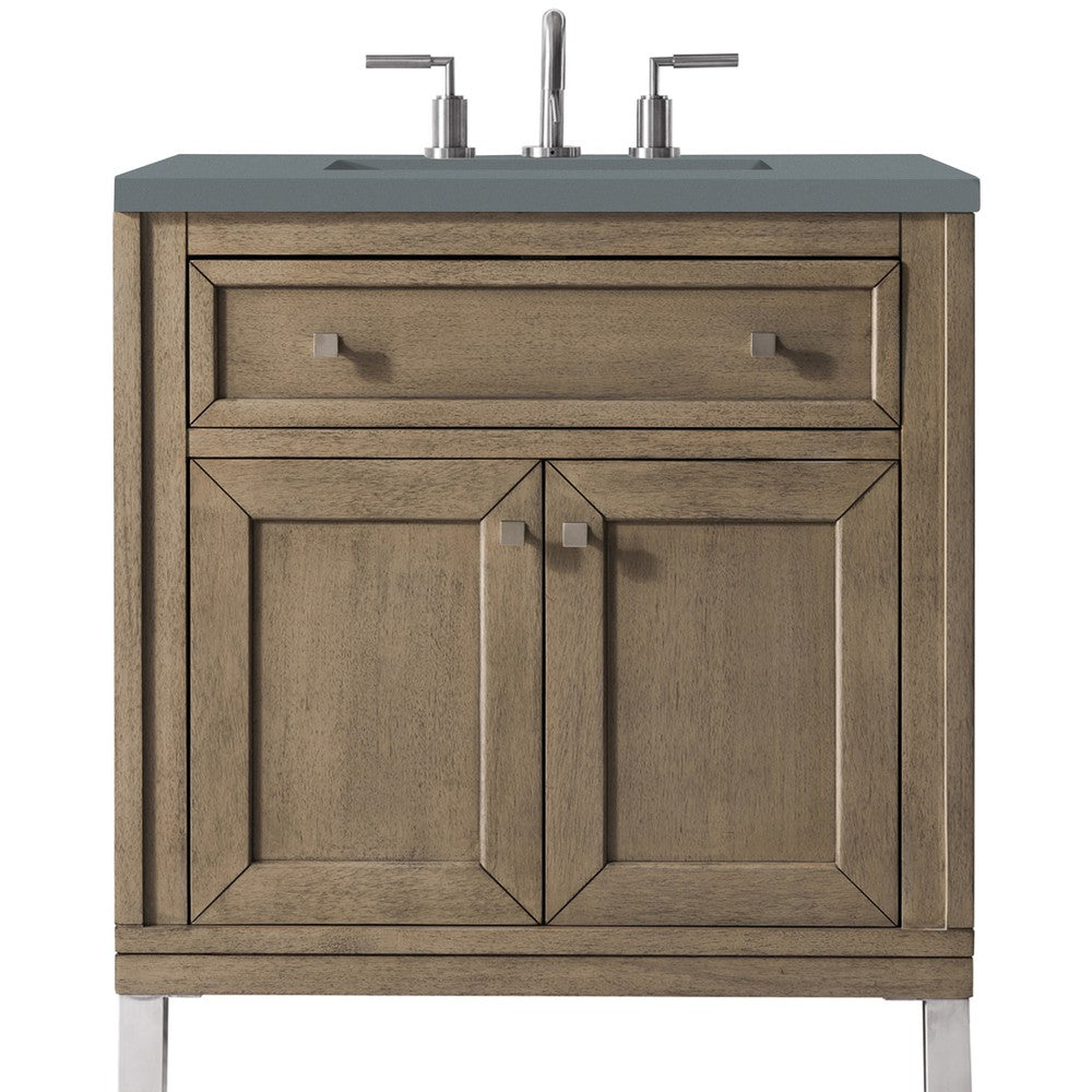 James Martin Vanities Chicago Collection 30 in. Single Vanity in Whitewashed Walnut with Countertop Options Cala Blue Quartz