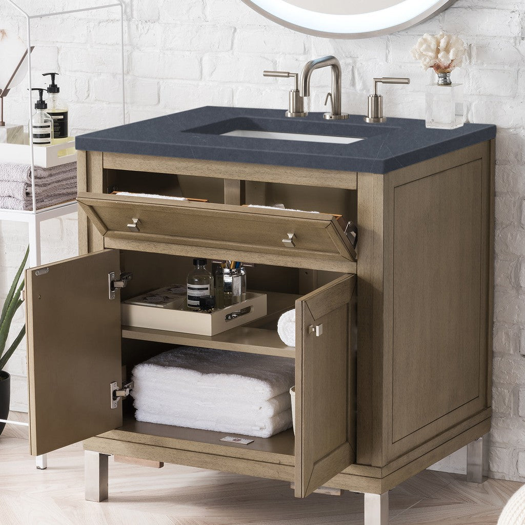 James Martin Vanities Chicago Collection 30 in. Single Vanity in Whitewashed Walnut with Countertop Options 