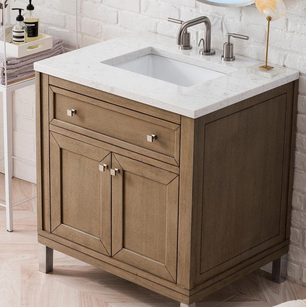 James Martin Vanities Chicago Collection 30 in. Single Vanity in Whitewashed Walnut with Countertop Options 