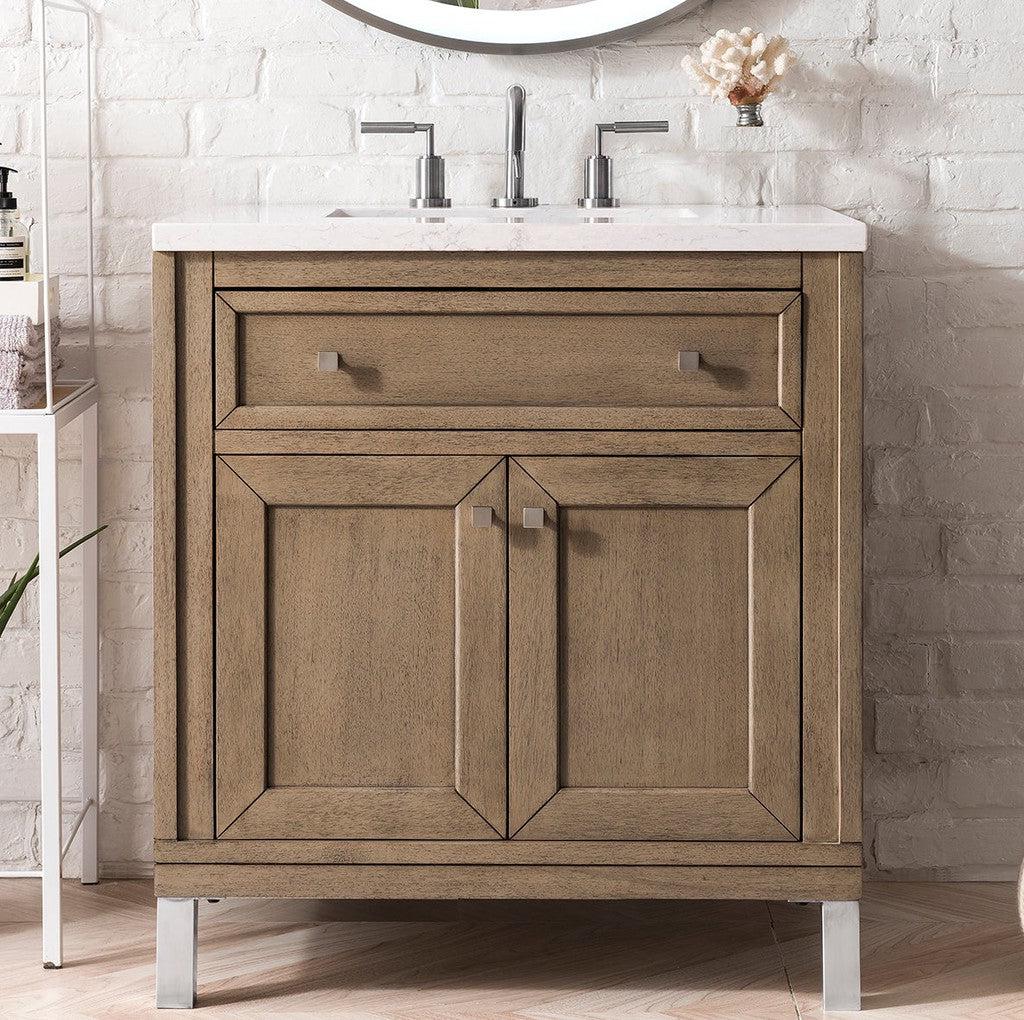 James Martin Vanities Chicago Collection 30 in. Single Vanity in Whitewashed Walnut with Countertop Options 