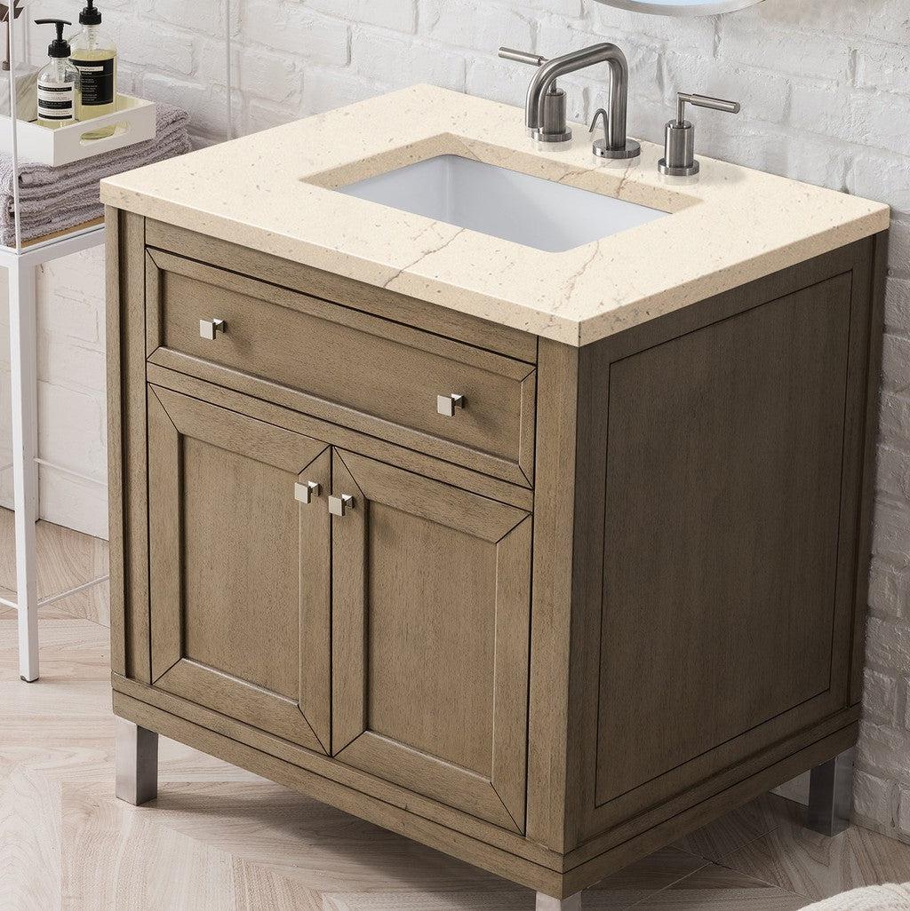 James Martin Vanities Chicago Collection 30 in. Single Vanity in Whitewashed Walnut with Countertop Options 