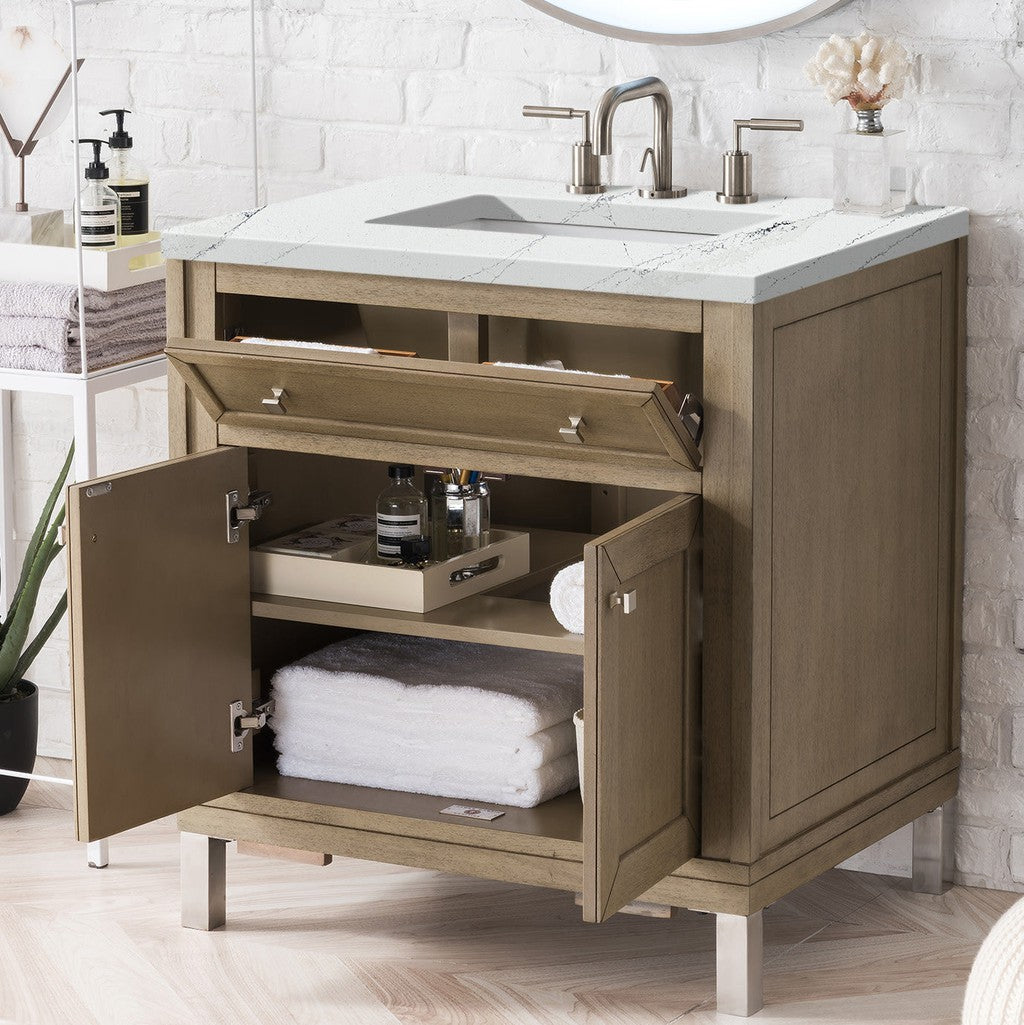 James Martin Vanities Chicago Collection 30 in. Single Vanity in Whitewashed Walnut with Countertop Options 