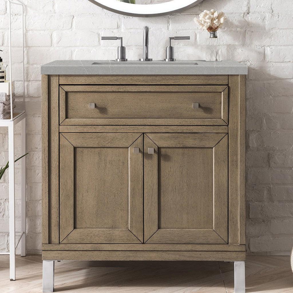 James Martin Vanities Chicago Collection 30 in. Single Vanity in Whitewashed Walnut with Countertop Options 