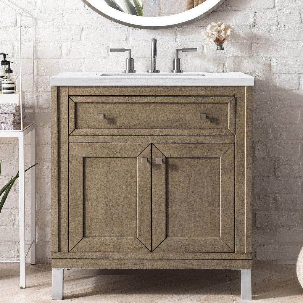 James Martin Vanities Chicago Collection 30 in. Single Vanity in Whitewashed Walnut with Countertop Options 