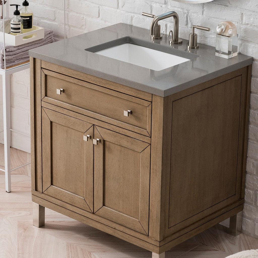 James Martin Vanities Chicago Collection 30 in. Single Vanity in Whitewashed Walnut with Countertop Options 